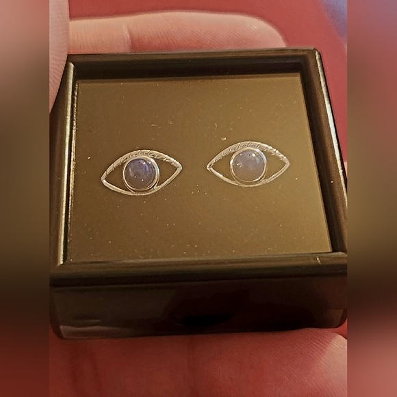 Lapis Lazuli Evil Eye Sterling Silver Earrings - Picture 5 of 5